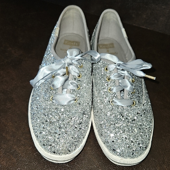 Kate Spade Keds Silver Glitter Sneakers Size 8 - Picture 5 of 13
